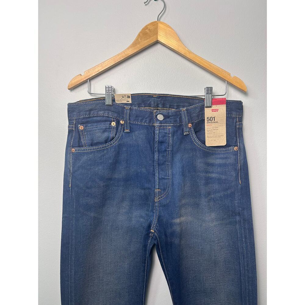 NWT Levi's 501 Original Men's Jeans Dark Wash Straight Leg Denim Levis 33 x 32 - Picture 3 of 10